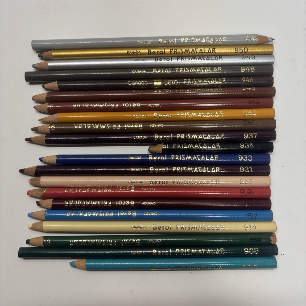 Vintage Berol Prismacolor Colored Pencils Lot of 21 Assorted Colors Canada Made